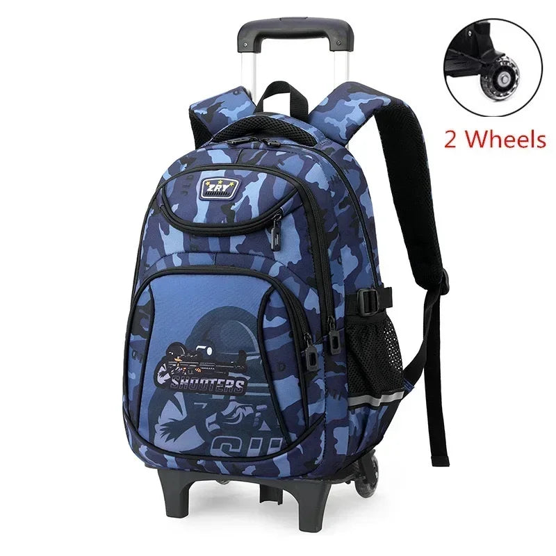 Mochila Escolar Infantil com Rodinhas para Meninos – Mochila Trolley com Rodas