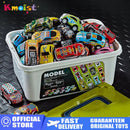 Conjunto de mini modelo de carro em liga metálica com caixa de armazenamento, carros fundidos, brinquedos para meninos, veículo de inércia deslizante, kit de brinquedos infantis