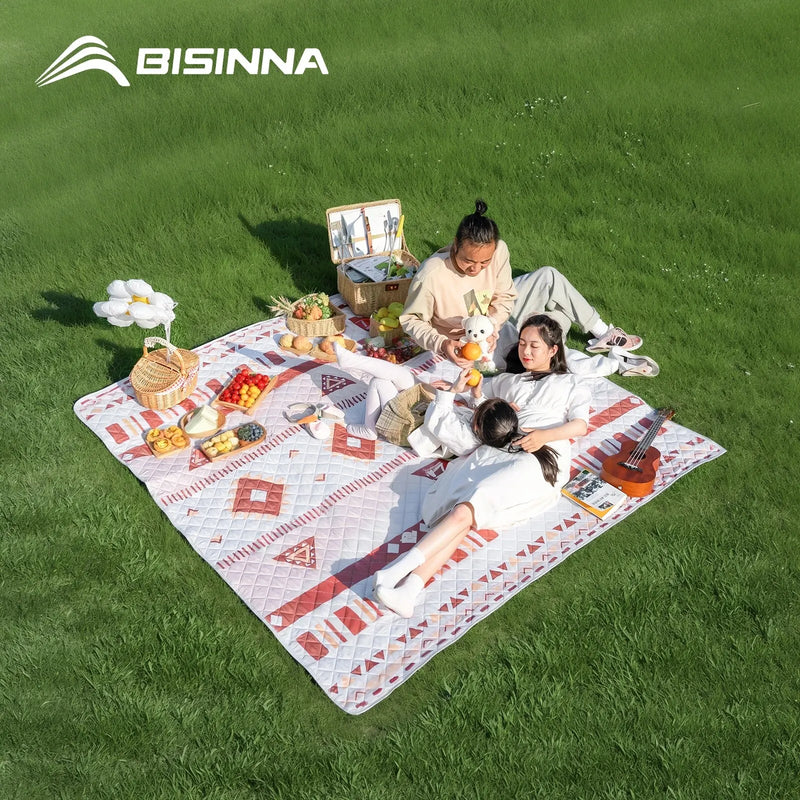 BISINNA -  Tapete de Piquenique com Tecnologia Ultrassônica, Acampamento Ao Ar Livre, Dobrável, Portátil, Lavável na máquina