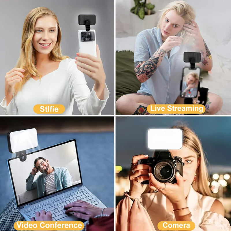 Mini Ring Light LED Recarregável – 3 Níveis de Luz para Selfie, Celular e PC