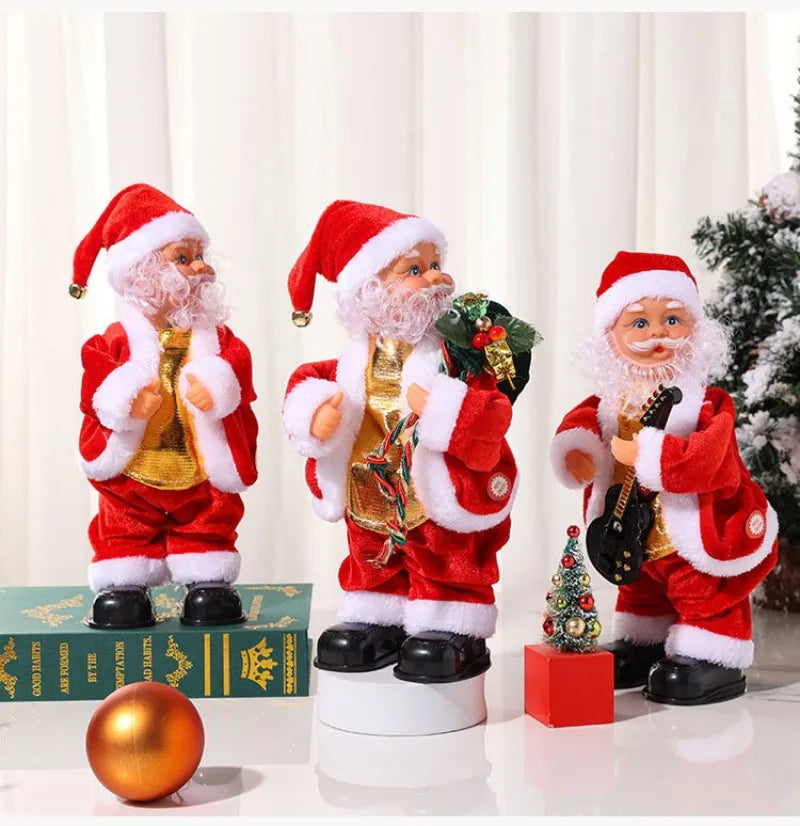 Papai Noel Musical Elétrico Dançante com Violão – Enfeite de Natal Animado com Música, Ideal para Presentes e Decoração de Festas