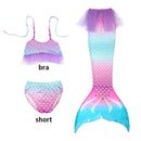 Conjunto de 3 Peças de Fantasia de Sereia para Meninas - Maiô Infantil para Festa na Piscina e Cosplay (4 a 13 anos)