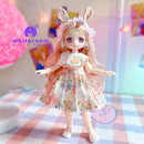 Boneca Kawaii Móvel de Menina com Cabelo Macio, Brinquedo BJD, Roupas da Moda, Vestir, Presente de Aniversário, 15 Articulações, 23cm