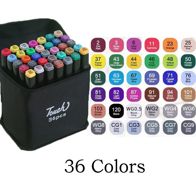 Conjunto de Marcadores Artísticos à Base de Óleo – 24, 36, 48 ou 60 Cores, Dupla Ponta para Desenho, Graffiti e Manga