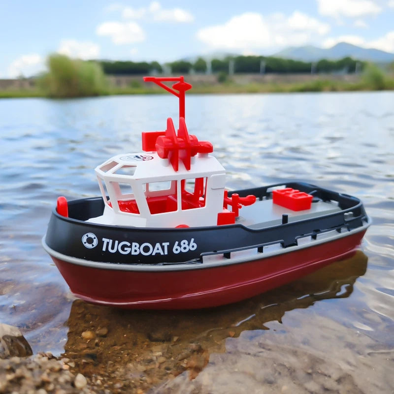 Barco RC de Brinquedo, 2.4G, 1/72, Poderoso Motor Duplo, Longo Alcance, Controle Remoto Elétrico Sem Fio, Modelo Rebocador, Brinquedos para Meninos, Presente