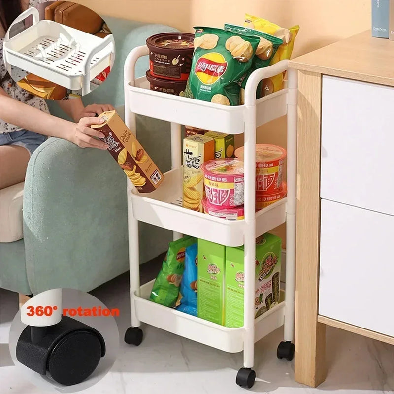 Rack multifuncional com Rodas, Carrinho Organizador, Acessórios para Casa