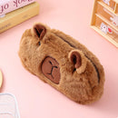 Estojo de Pelúcia em Formato de Capivara – Bolsa Kawaii Multifuncional com Grande Capacidade