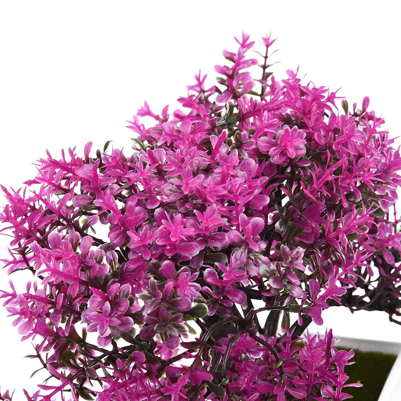 Árvore pequena artificial, bonsai, decoração, planta, flores, ornamentos