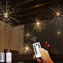 Decorações de Natal - Luminária Dandelion Fogos de Artifício com Luzes LED de Festão, 200 LEDs, Controle Remoto, Cordão de Luzes com 8 Modos