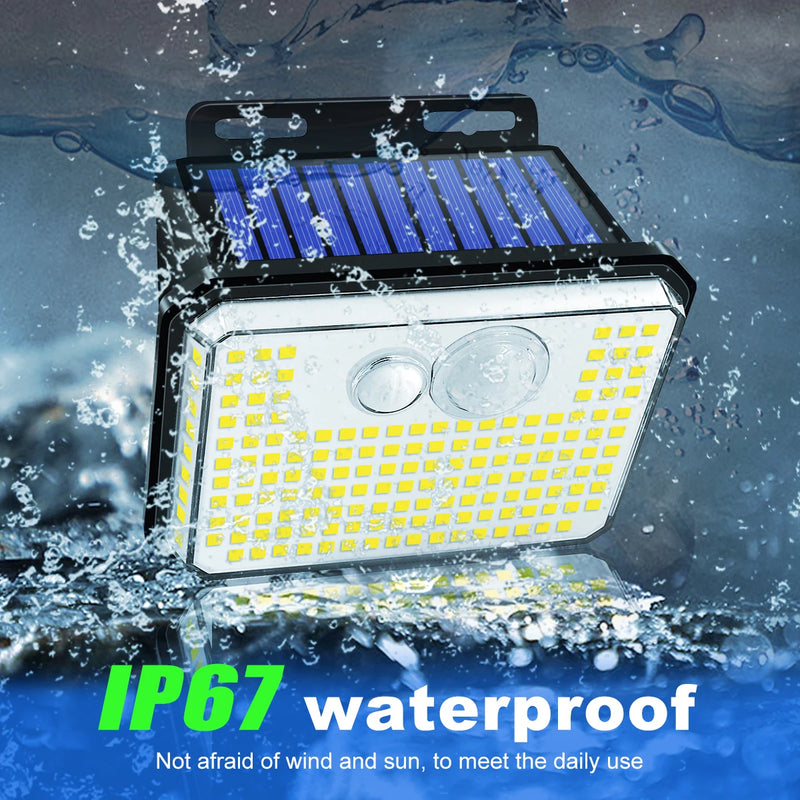 Lâmpada exterior com painel solar super potente a prova d'água com sensor de movimento