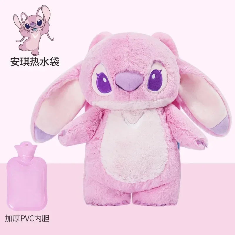 Bolsa Térmica com Pelúcia Stitch, Angel e Lotso - Garrafa de Água Quente Portátil para Mãos Quentes no Inverno