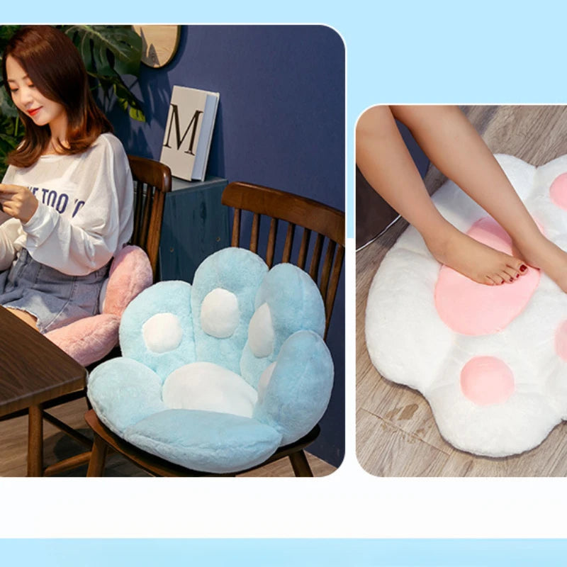 Almofada de pata de gato adorável, almofada em formato de pata de gato, assento aconchegante