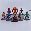 8 Pcs/Pack Super Hero Q Ver. Figure Iron Spider Man Thor Black Panther Hulk 10cm Character Model Dolls Car Ornaments
