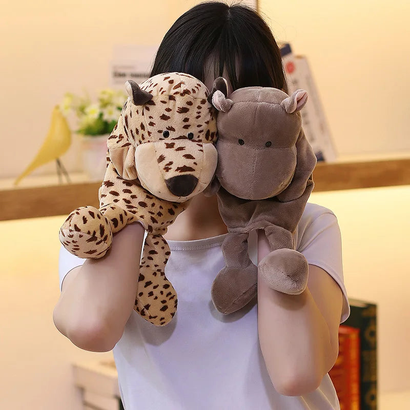 Fantoche de Mão de Animais de 35cm – Leão, Elefante e Porquinho para Jogos entre Pais e Filhos, Brinquedo de Conforto e Presente de Aniversário para Crianças