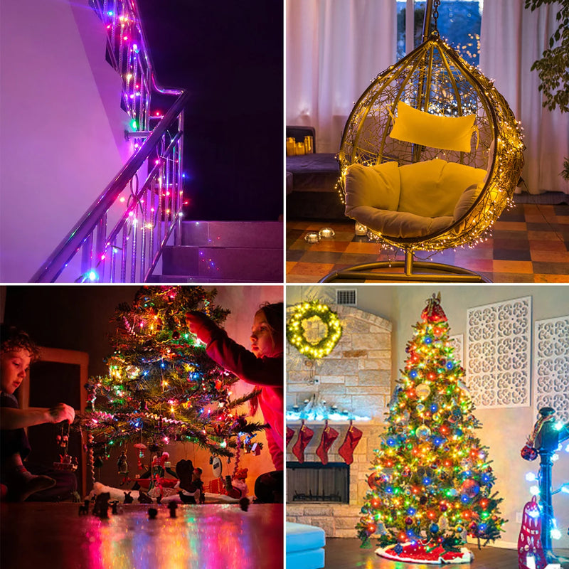 Luzes de Fada LED à Prova d'Água 50M/100M 24V - Decoração de Natal para Jardim, Festa e Ambiente Externo