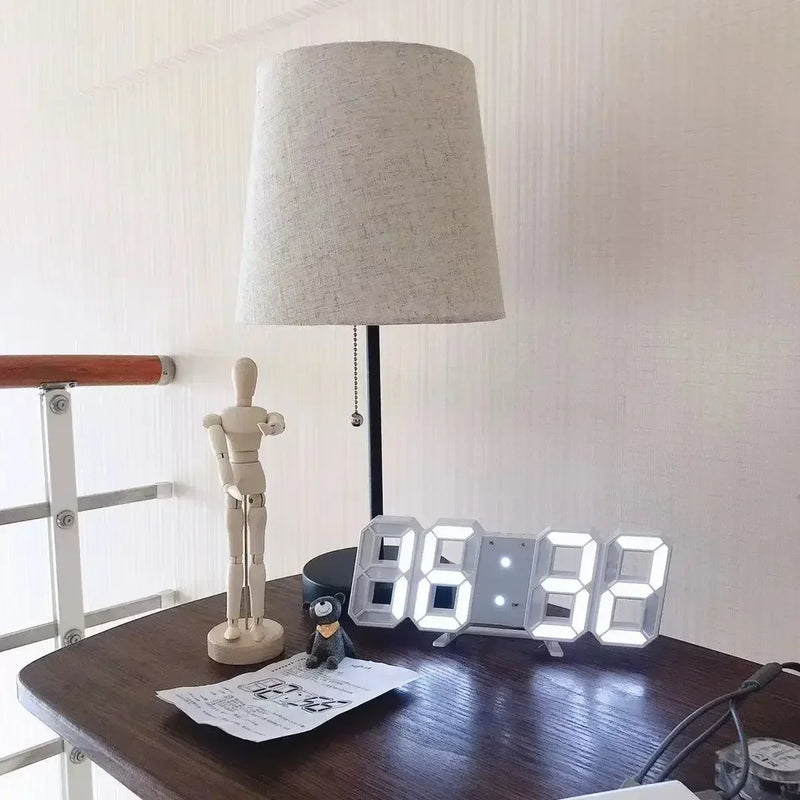 3D led relógio digital decoração de parede brilho modo noturno decoração para quarto relógio eletrônico ajustável decoração da sala estética