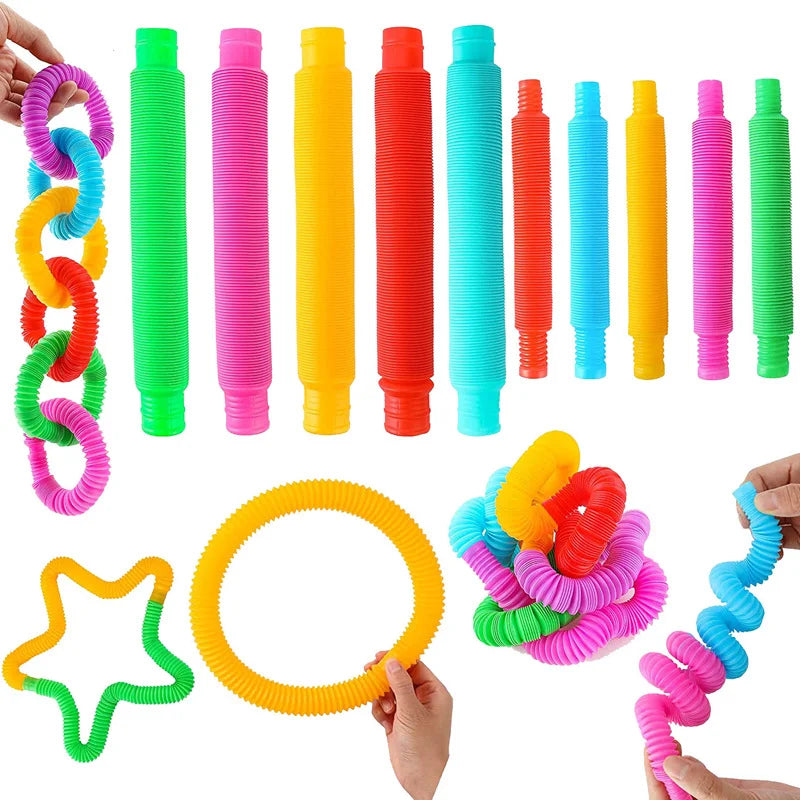 8 unidades/pacote arco-íris pop tubos brinquedos brinquedos sensoriais para o alívio da ansiedade do estresse para crianças adultos brinquedos de aprendizagem brinquedos presentes