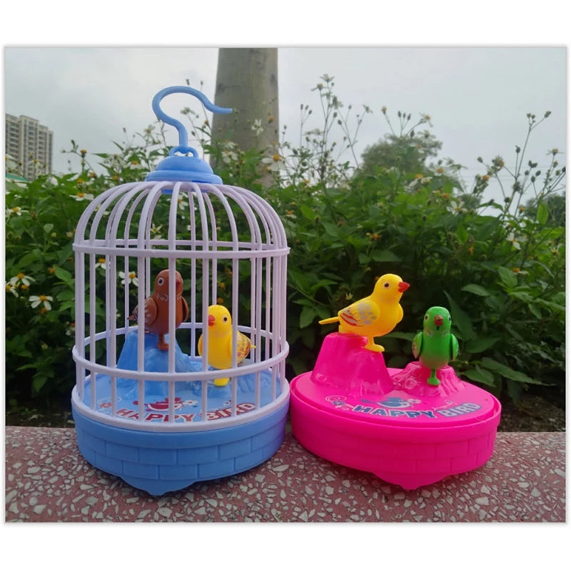 Brinquedo eletrônico de gaiola de pássaro com som para crianças, voz realística, gaiola do papagaio, animais elétricos, crianças pequenas
