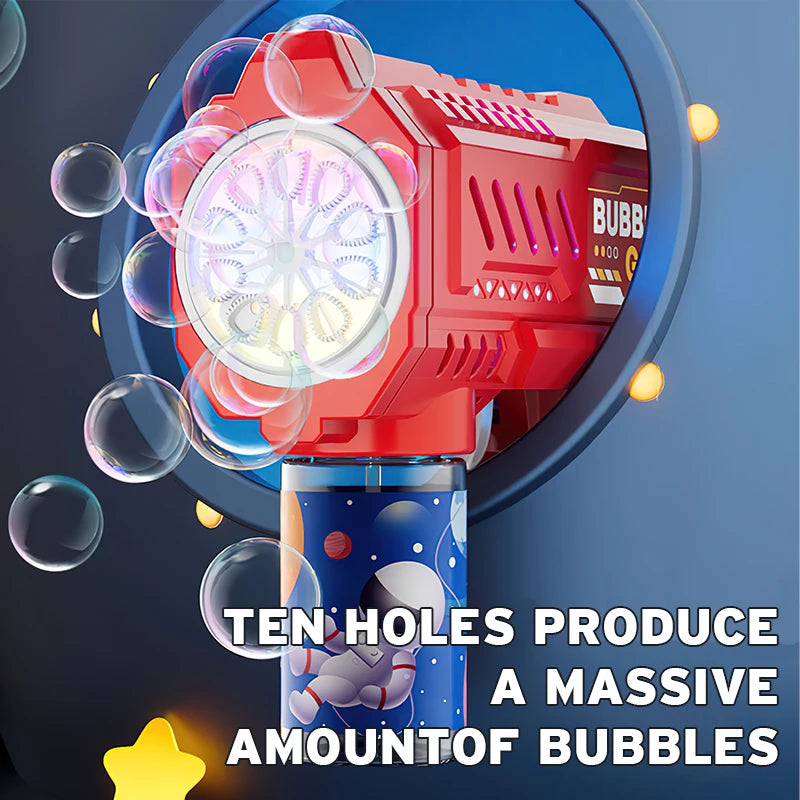 Máquina de bolhas para crianças totalmente automática, brinquedo luminoso, arma de bolhas, bastão de bolhas, sem bateria, sem bolha de água