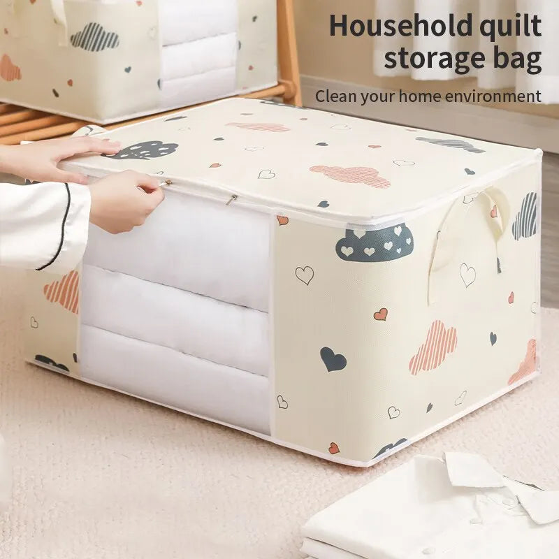 Organizador dobrável da cópia dos desenhos animados para a roupa, saco do armazenamento, cobertor, colcha, suéter, caixa, durável, armário do inverno