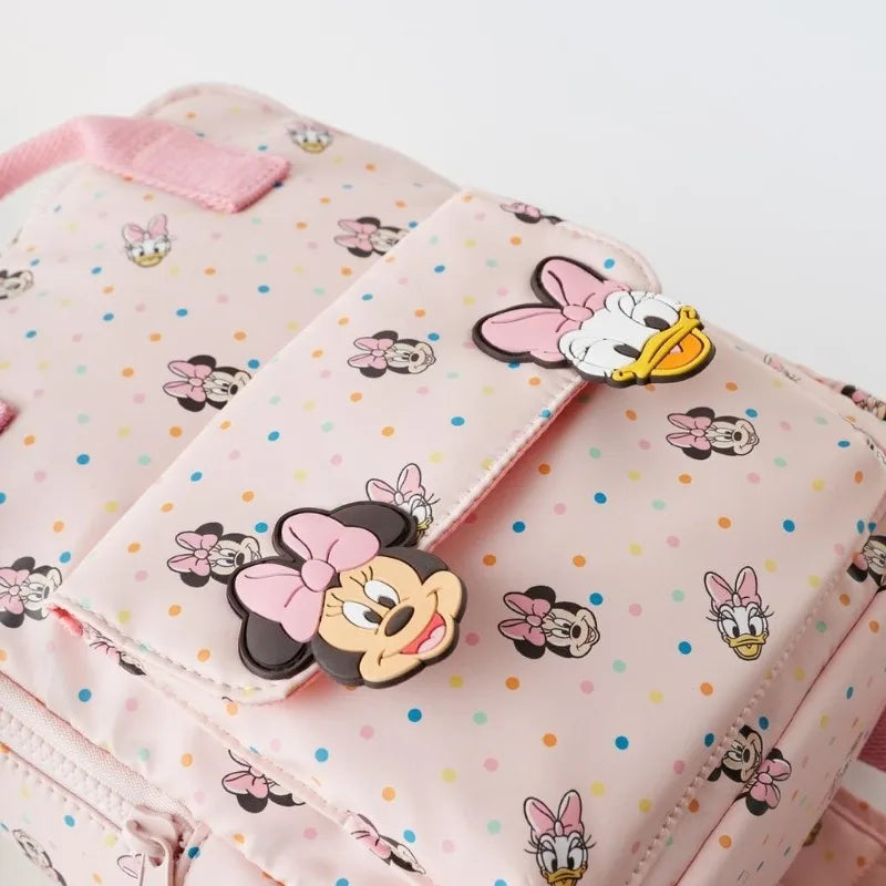 Nova mochila infantil da Disney dos desenhos animados, Minnie, mini bolsa escolar, bolsa de ombro fofa para meninos e meninas