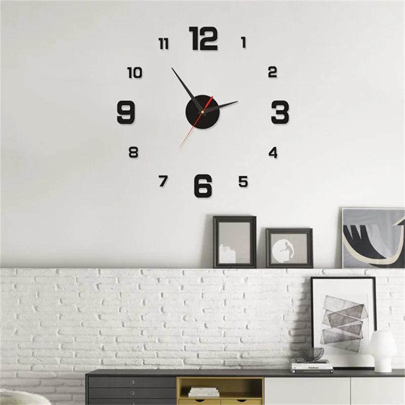 Relógio de parede Moderno, Sem Moldura, Relógio DIY, Espelho Adesivo, Casa, Escritório, Hotel, Restaurante, Decoração Escolar, 40cm, 16"