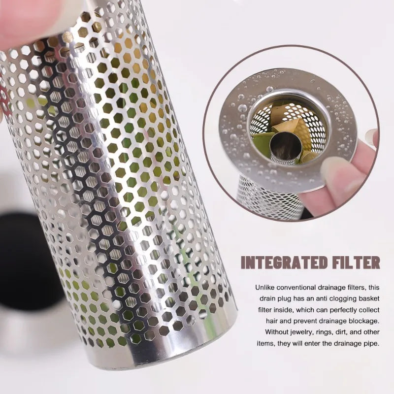 Filtro de aço inoxidável para ralo do tanuqe / pia, anti odor, coletor do cabelo, filtro para pia, removível