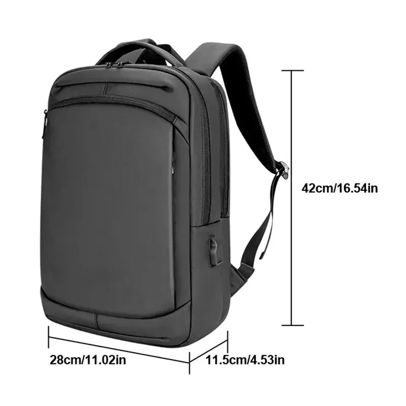 Mochila Preta / Cinza, 16.5 polegadas, Viagem, Escola, Negócios, USB Laptop