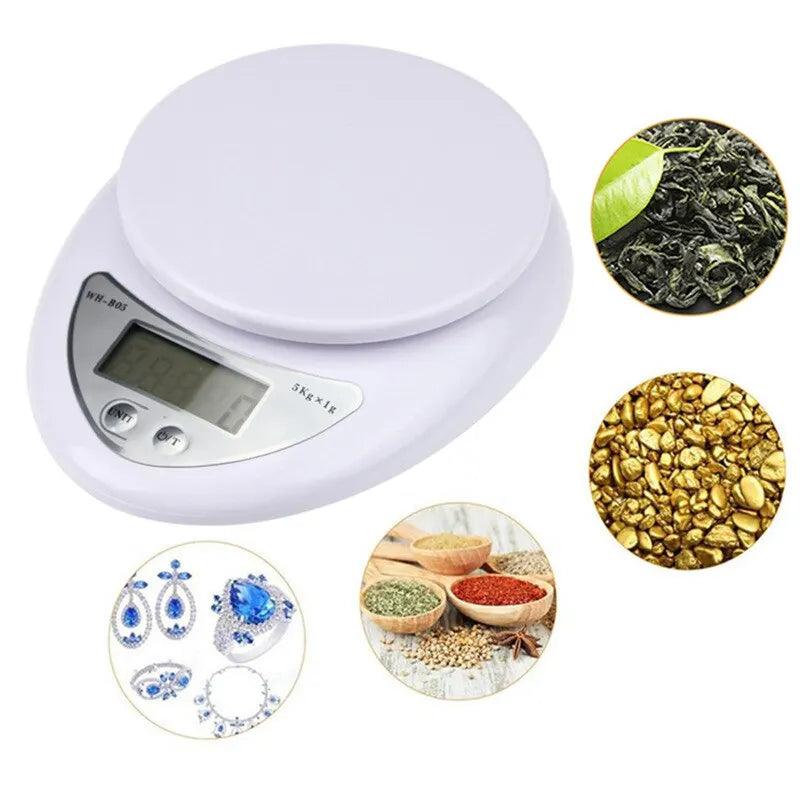 Balança Digital Portátil LED, eletrônica, Pesagem em Gramas, Medição de Peso, Cozinha, Até 5kg, 1pc.