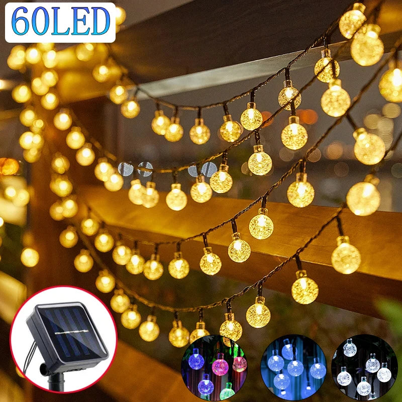 Luzes de Cristal LED, 8 modos de iluminação IP65, Luz para decoração, Decoração de jardim, 60 LEDs, 1Pc, 2Pcs