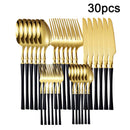 Talheres de aço inoxidável, faca e garfo, colher de sobremesa, almoço e jantar, restaurante ou cozinha, 30pcs