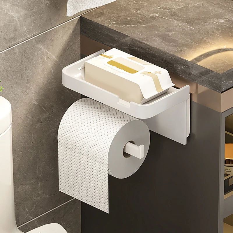 Suporte De Rolo De Papel Higiênico De Parede, Bandeja De Armazenamento, Organizador, Suporte Do Telefone, Acessórios Do Banheiro