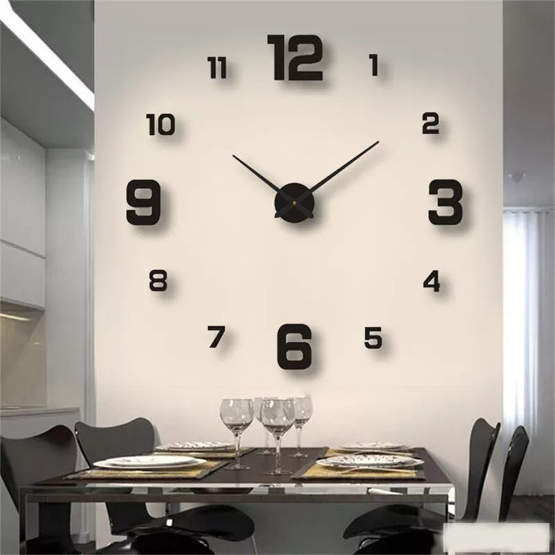 Relógio de parede Moderno, Sem Moldura, Relógio DIY, Espelho Adesivo, Casa, Escritório, Hotel, Restaurante, Decoração Escolar, 40cm, 16"