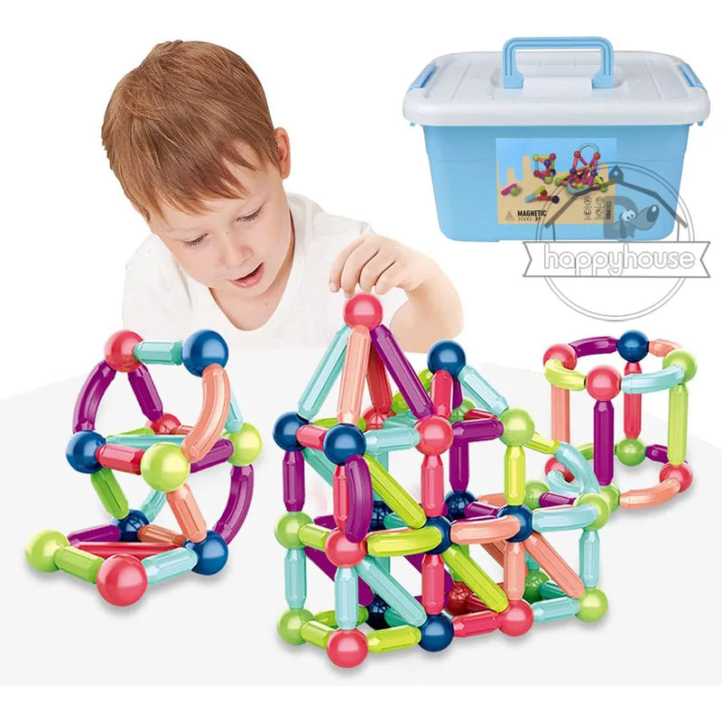 Blocos de construção magnéticos para crianças, Haste Ímã, Blocos de Construção, Brinquedos Educativos Montessori para Crianças, Menino e Menina