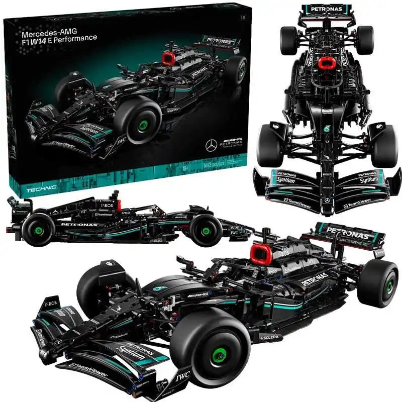 Blocos de construção Super Race Car para menino, F1 42171, 1:8, W14 E, desempenho técnico, modelo de montagem, brinquedos para veículos, presente de tijolos, 1642 peças