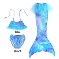 Conjunto de 3 Peças de Fantasia de Sereia para Meninas - Maiô Infantil para Festa na Piscina e Cosplay (4 a 13 anos)