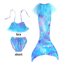 Conjunto de 3 Peças de Fantasia de Sereia para Meninas - Maiô Infantil para Festa na Piscina e Cosplay (4 a 13 anos)