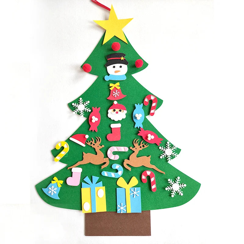 Árvore de Natal de feltro DIY Decoração de Natal para casa / Ano Novo Enfeites de Natal Papai Noel Presentes de Natal para crianças