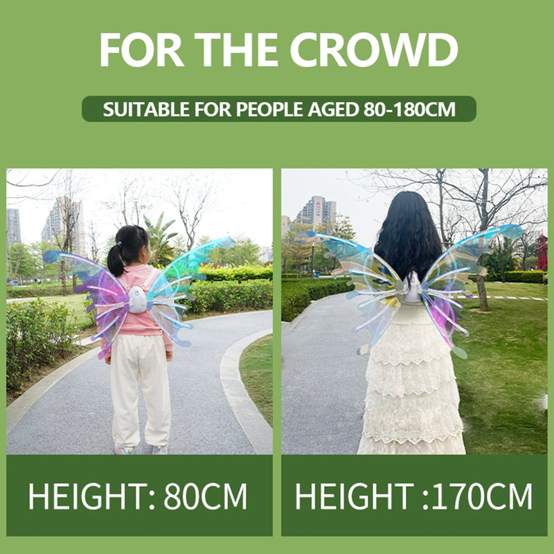 Asas de borboleta elétricas para crianças, traje LED mágico, morcegos, criativo, moda