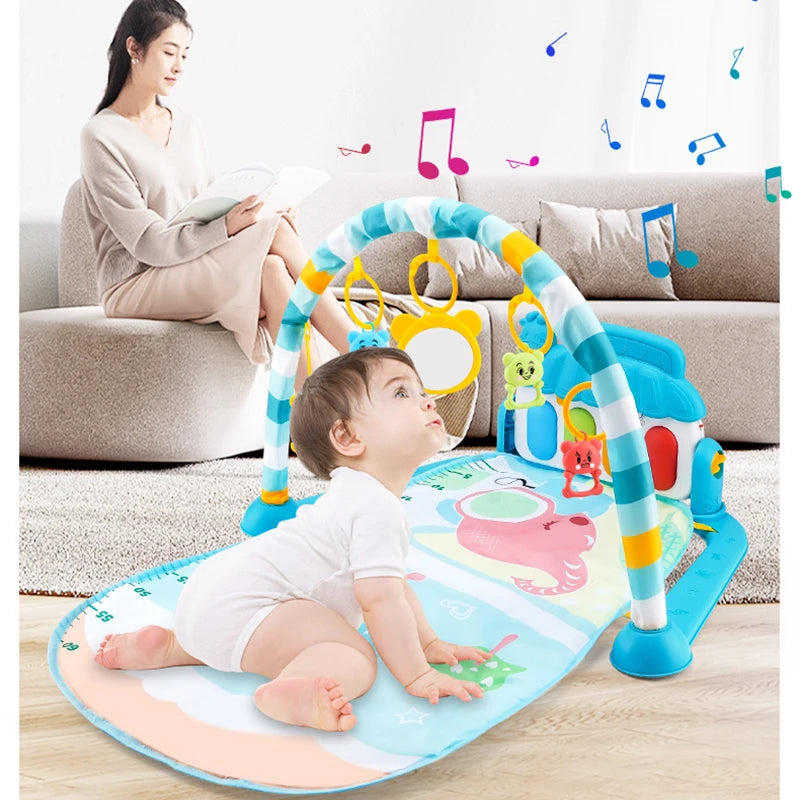 Musical atividade do bebê ginásio rack de jogo tapete do miúdo tapete de quebra-cabeça piano teclado infantil playmat rastejando almofada de jogo brinquedo do bebê presente