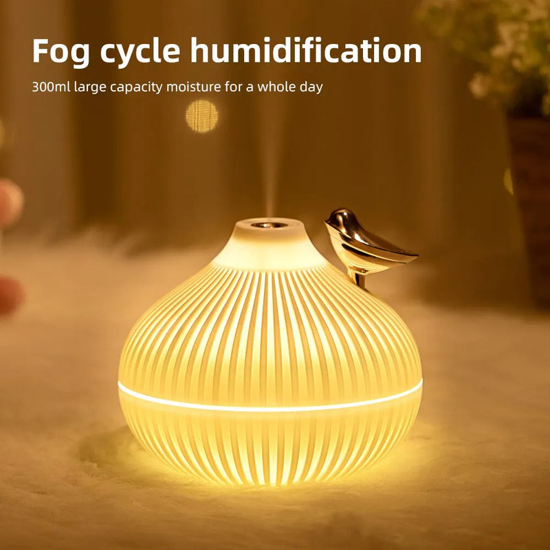 Umidificador de ar portátil, Difusor de aroma, LED, purificador USB, novo design, 300ml