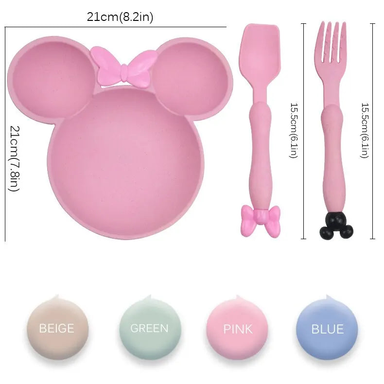 Kit de Tigelas de Desenhos, pratos, alimentação infantil, Colher, Garfo, 3pcs por conjunto