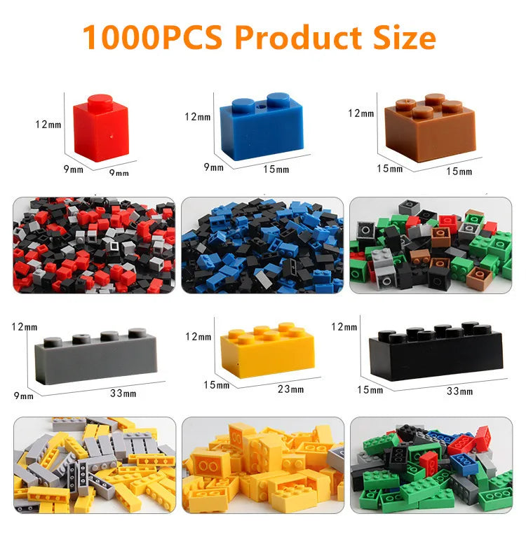 Blocos de construção criativos para crianças, blocos de construção clássicos urbanos, brinquedos montados, presente de aniversário DIY, conjunto em massa, 1000