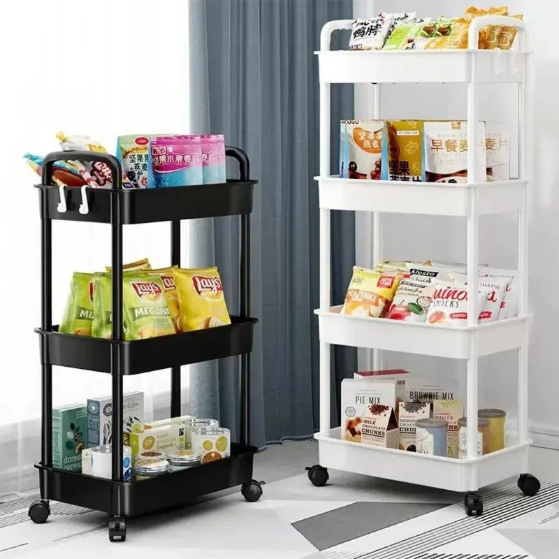 Carrinho Móvel / Estante Multi-Camada, Carrinho Organizador De Cozinha Com Rodas, Prateleiras De Banheiro, Rack De Petiscos Domésticos, Multifuncional