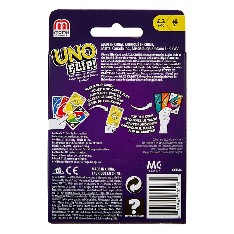 Mattel UNO FLIP! Jogo de Tabuleiro de Entretenimento Familiar, Cartas Divertidas, Brinquedos Infantis, Caixa de Presente, Jogos de Cartas uno, Engraçado