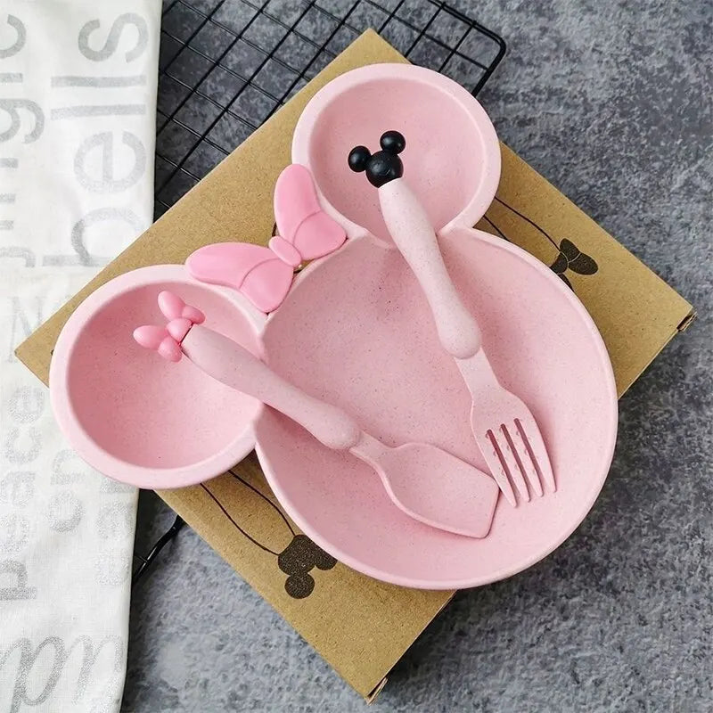 Kit de Tigelas de Desenhos, pratos, alimentação infantil, Colher, Garfo, 3pcs por conjunto