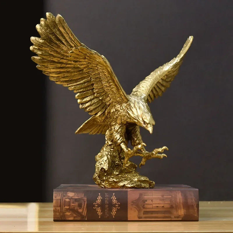 Águia dourada de Resina Nordica , estatuetas de animais falcão estátua artesanato escultura ornamento casa sala estar escritório desktop gabinete decoração