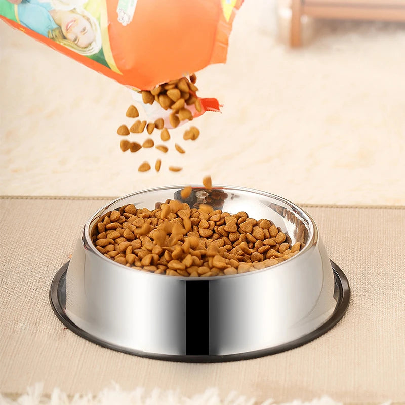 Tigela de Aço Inoxidável Antiderrapante para Pets – 6 Tamanhos, Resistente e Fácil de Limpar