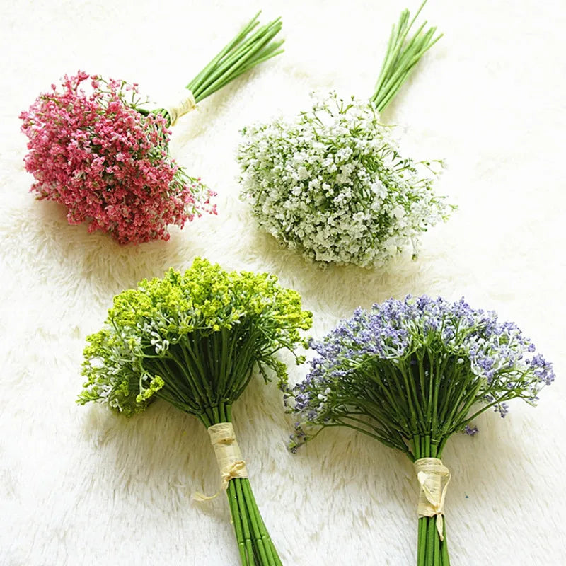 Flor Artificial, Gipsófila de plástico, Buquê Artificial, Arranjo, Casamento, Decoração, Presente, 5pcs
