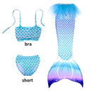 Conjunto de 3 Peças de Fantasia de Sereia para Meninas - Maiô Infantil para Festa na Piscina e Cosplay (4 a 13 anos)